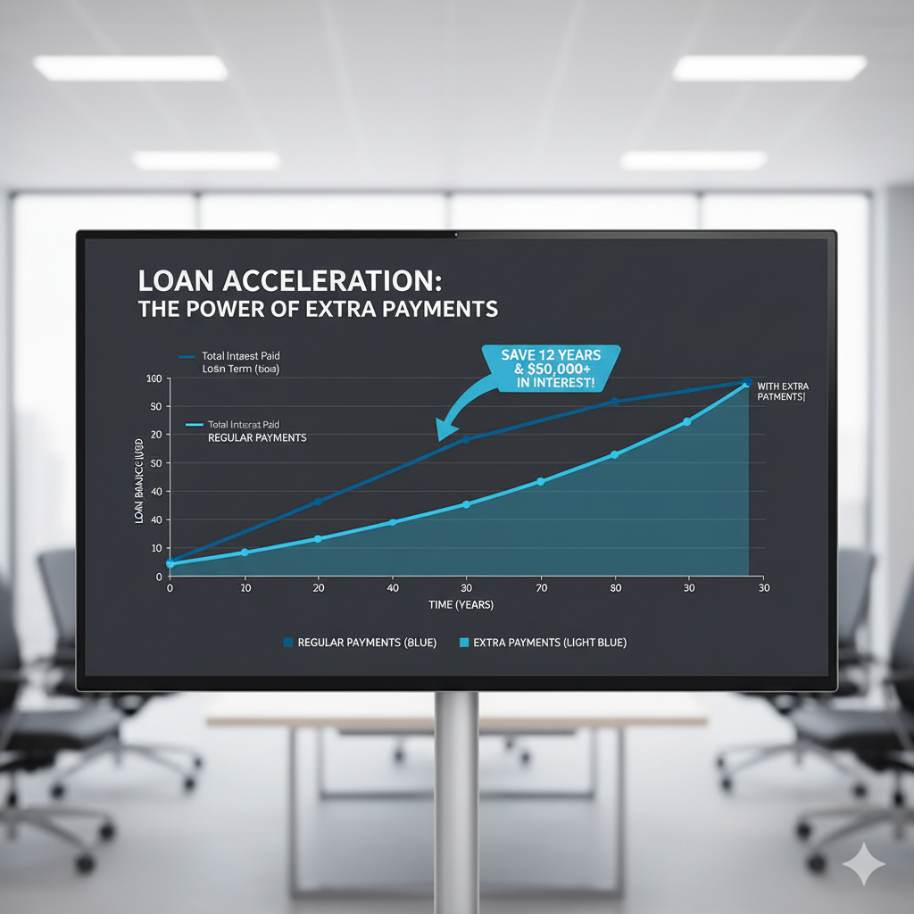 Graph showing how extra payments reduce loan term